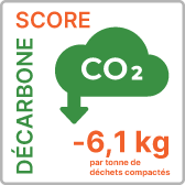 Logo représentant un score de décarbonation de - 6,1kg, indiquant une réduction significative des émissions de carbone.