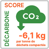 Logo représentant un score de décarbonation de - 6,1kg, indiquant une réduction significative des émissions de carbone.