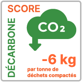 Logo représentant un score de décarbonation de -6kg, indiquant une réduction significative des émissions de carbone.